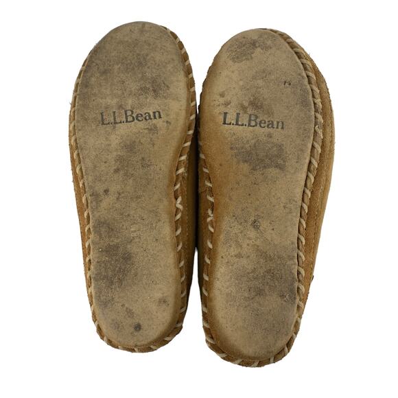 Women's L.L. BEAN Size 8 Medium Shearling Lined Suede Slippers Moccasins Loafers - Picture 5 of 14